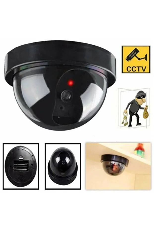 Led Işıklı Dome Sahte Güvenlik Kamerası Caydırıcı